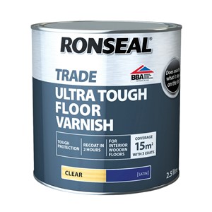 Ronseal Trade Ultra Tough Floor Varnish Clear Satin 2.5L