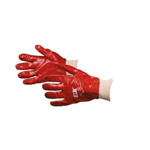 OX Red PVC Knit Wrist Gloves - Size 10 (XL)