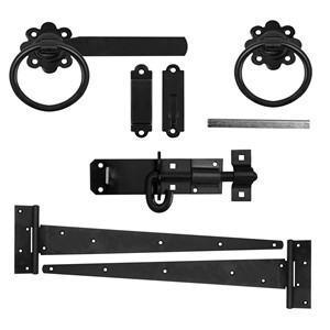 Gate Set B Black Complete With Ring Gate Latch Galvanised