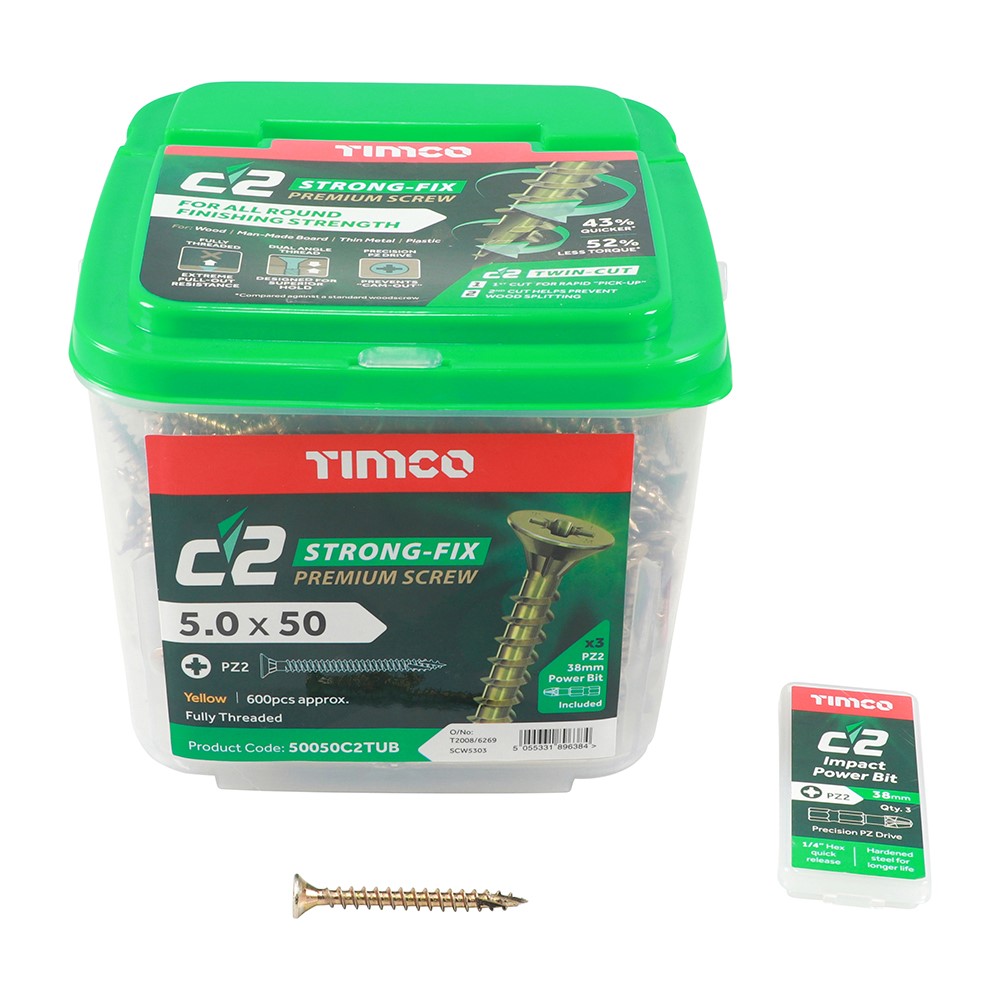 TIMCO C2 Strong-Fix PZ2 5.0 x 50 Tub (600)