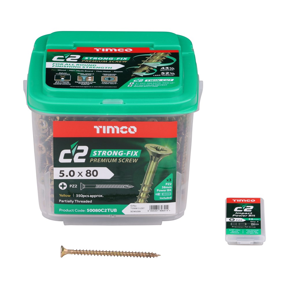 TIMCO C2 Strong-Fix PZ2 5.0 x 80 Tub (350)