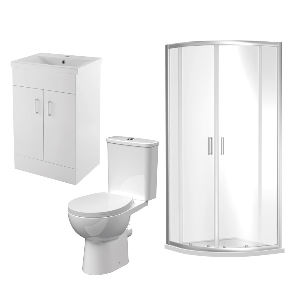 Quadrant Enclosure Suite with Tray - Gloss White
