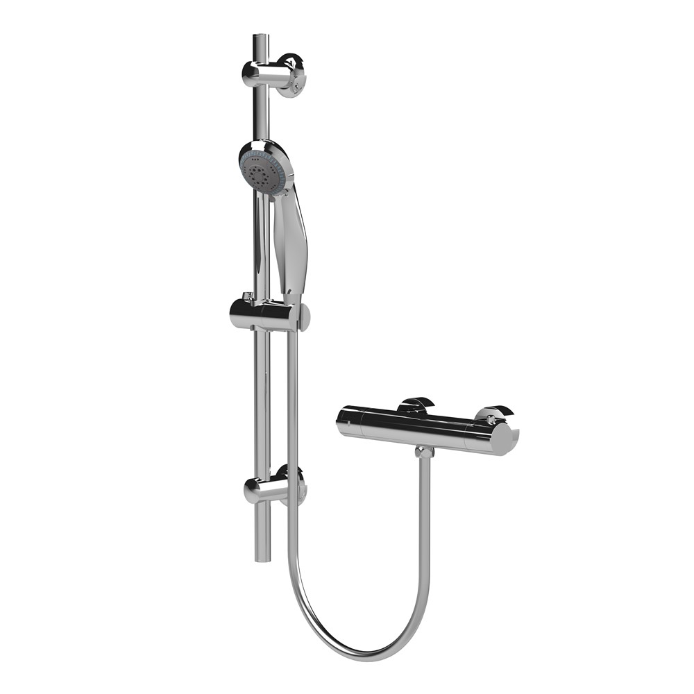 Round Bar Thermostatic Shower Valve & Slider Rail Kit – Chrome