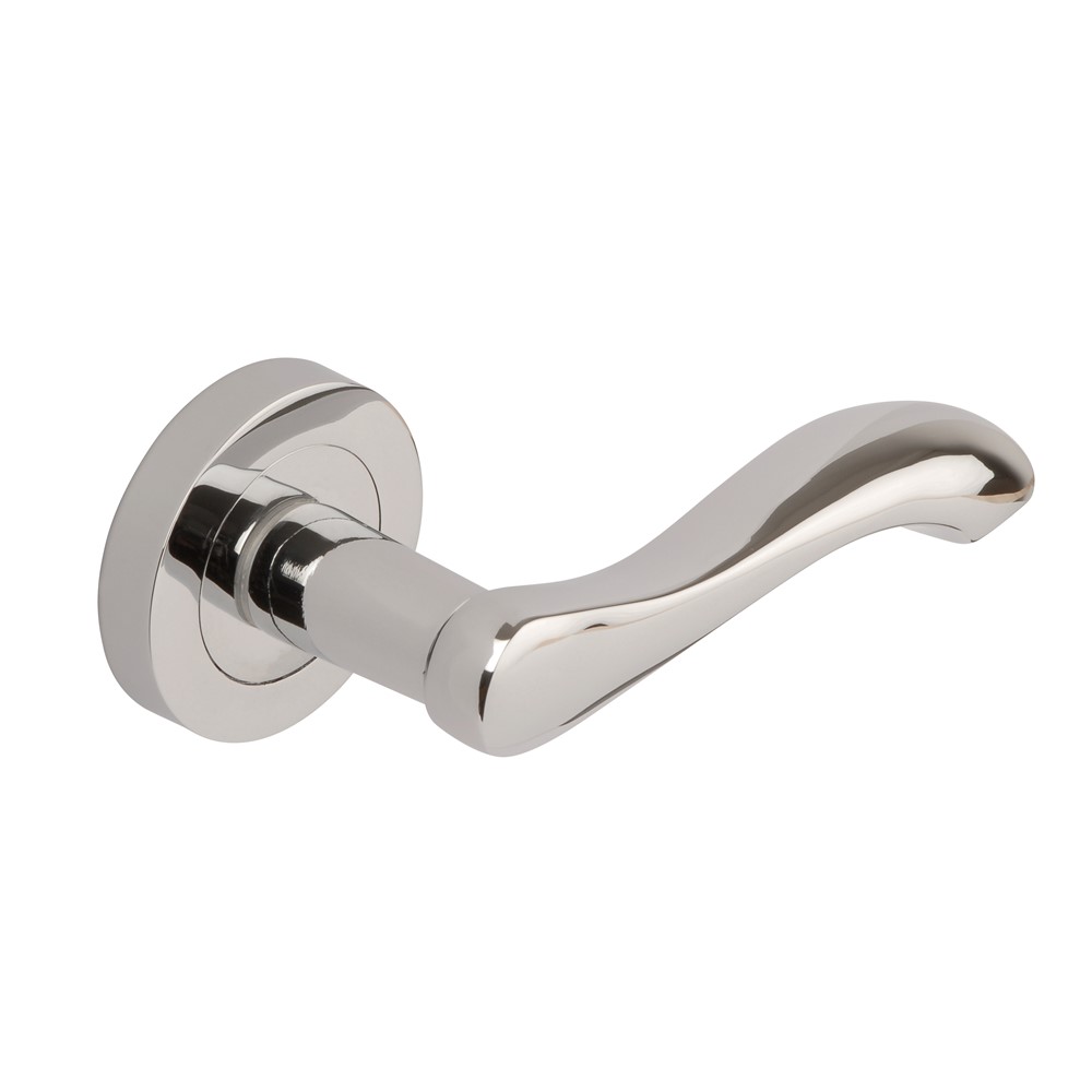 Polished Chrome Plated Venus Lever on Rose Privacy Latch Set