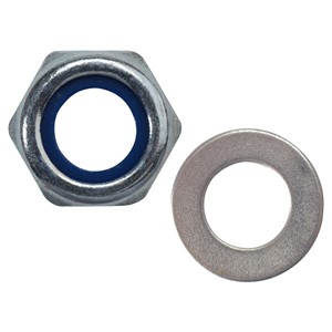 M10 ZP Nyloc Nut & Washer [8]