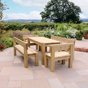 Zest Philippa Table, 2 Bench & 2 Chair Set