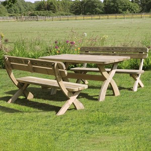 Zest Harriet Table & 2 Bench Set