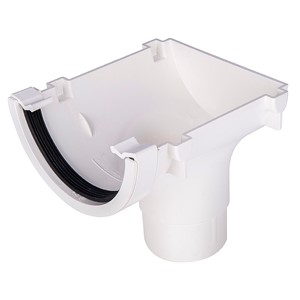 Half Round 114mm Stopend Outlet White