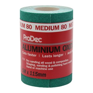 ProDec Green Aluminium Oxide 5m Roll 80 Grit Medium Grade