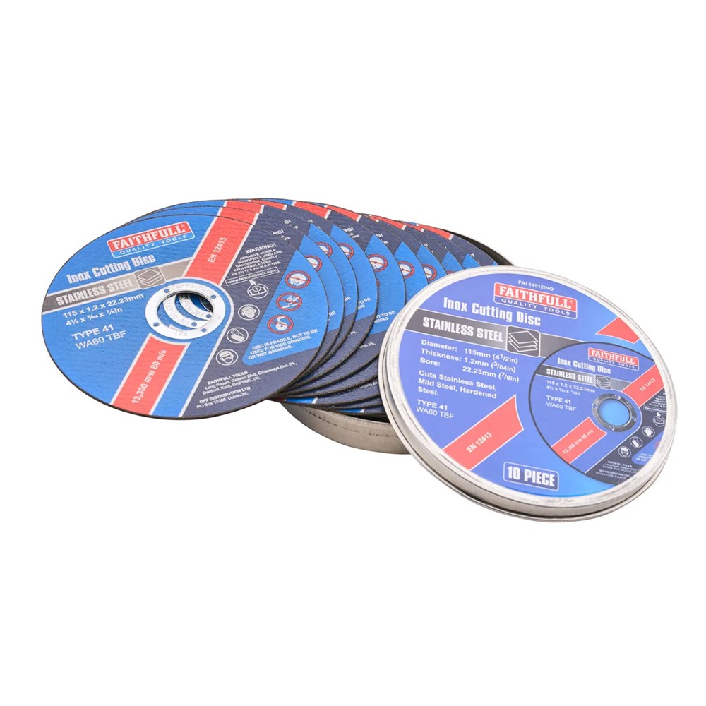Faithfull 115mm (4.5in) Inox Metal Cutting Discs (10 Pack)