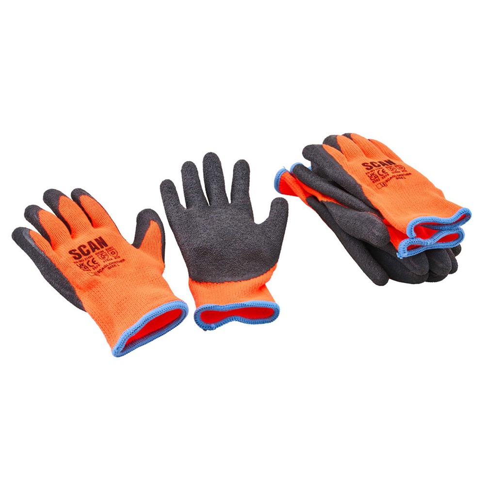 Scan Thermal Latex Dipped Large Gloves - 3 Pairs